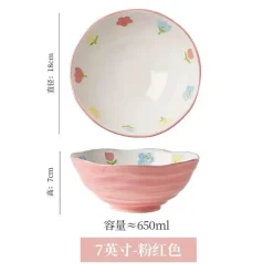 Handbemalte Ramen-Schüssel aus Keramik – große Nudelschüssel für das Restaurant zu Hause