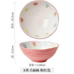 Handbemalte Ramen-Schüssel aus Keramik – große Nudelschüssel für das Restaurant zu Hause