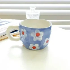 Handbemalte Regenbogenblumentasse - Einzigartige Kaffeetasse aus Keramik