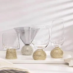 Handbemalter antiker Kristallkelch - Blumen-Rotweinglas