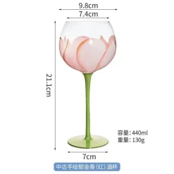 Handbemalter Weinkelch – Künstlerisches Rotweinglas für Hochzeitsfeiern