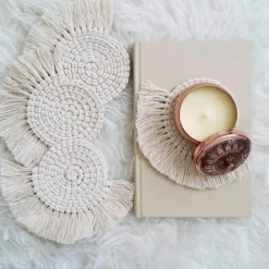 Handgefertigter nordischer Makramee-Untersetzer - Tassentuch-Dekor