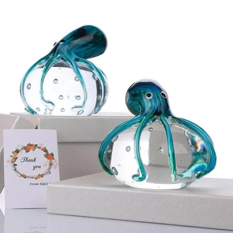 Handgefertigtes farbiges Oktopus-Ornament aus Glas – einzigartiges Meerestier-Dekor