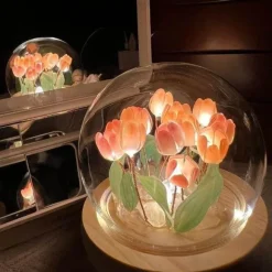 Handgemachte glänzende Tulpen-Nachtlampe - Dekoratives Tischlicht