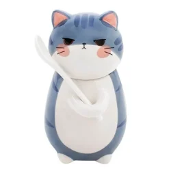 Handgemachte Katzen-Kaffeetasse mit Löffel - Süße Keramiktasse