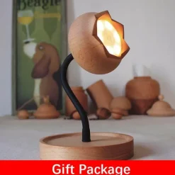 Handgemachtes Glockenblumen-Buchenholz-Nachtlicht - Rustikales Wohndekor