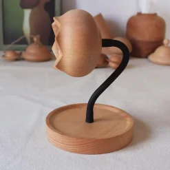 Handgemachtes Glockenblumen-Buchenholz-Nachtlicht - Rustikales Wohndekor