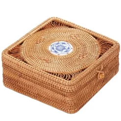Handgewebte Aufbewahrungsbox aus Rattan mit Deckel – Dekorativer Küchen-Organizer