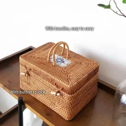 Handgewebte Aufbewahrungsbox aus Rattan – Tee- und Lebensmittelbehälter mit Griff