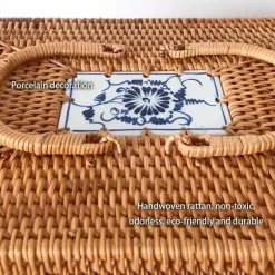 Handgewebte Aufbewahrungsbox aus Rattan – Tee- und Lebensmittelbehälter mit Griff