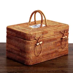 Handgewebte Aufbewahrungsbox aus Rattan – Tee- und Lebensmittelbehälter mit Griff