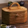 Handgewebte Rattan-Aufbewahrungsbox für Tee und Lebensmittel – Organizer-Korb