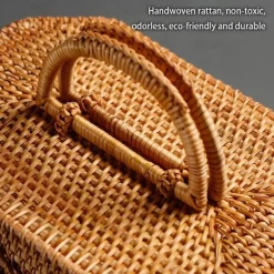 Handgewebte Rattan-Aufbewahrungsbox für Tee und Lebensmittel – Organizer-Korb