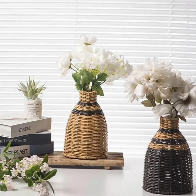 Handgewebte Rattanvase - Boho Home Decor Accessoire