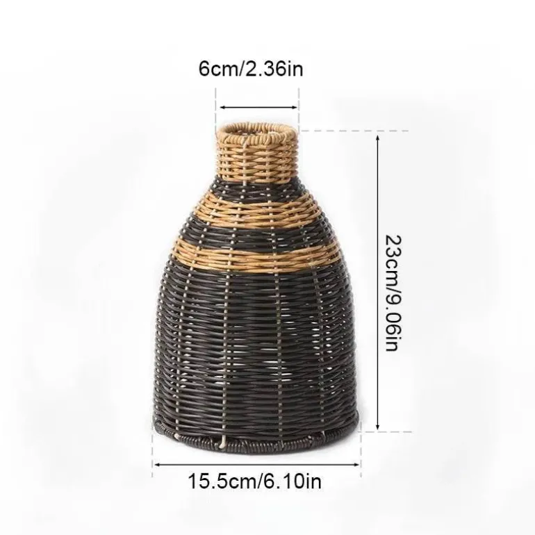 Handgewebte Rattanvase - Boho Home Decor Accessoire
