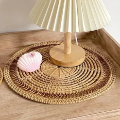 Handgewebtes rundes Rattan-Dekor-Set – Natürliche Heimdekoration