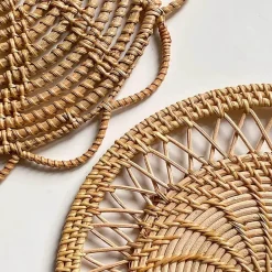 Handgewebtes rundes Rattan-Dekor-Set – Natürliche Heimdekoration