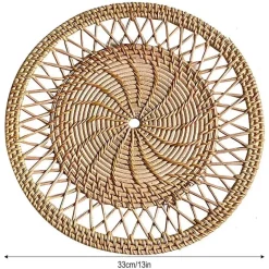 Handgewebtes rundes Rattan-Dekor-Set – Natürliche Heimdekoration