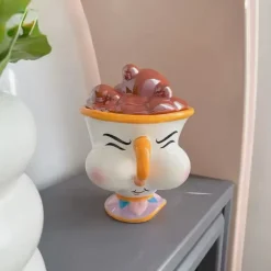 Handgezeichnetes Espressotassen-Set aus Keramik – 237 ml Cappuccino-Untertasse