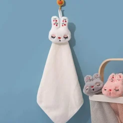 Handtuch aus Korallensamt mit Cartoon-Kaninchen – schnelltrocknendes Reinigungstuch für Küche und Bad