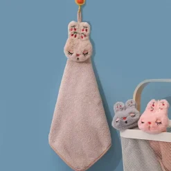 Handtuch aus Korallensamt mit Cartoon-Kaninchen – schnelltrocknendes Reinigungstuch für Küche und Bad