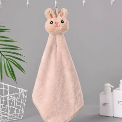 Handtuch mit Cartoon-Kaninchen – weiches, schnell trocknendes und saugfähiges Frottee-Handtuch aus Korallenvlies