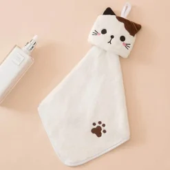 Handtuch mit Cartoon-Katze, weicher, dicker Korallensamt für Küche und Badezimmer