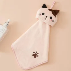 Handtuch mit Cartoon-Katze, weicher, dicker Korallensamt für Küche und Badezimmer