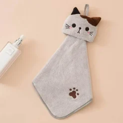 Handtuch mit Cartoon-Katze, weicher, dicker Korallensamt für Küche und Badezimmer