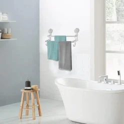 Handtuchhalter mit Saugnapf – Badezimmer-Organizer mit Doppelstange