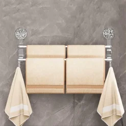 Handtuchhalter mit Saugnapf – Badezimmer-Organizer mit Doppelstange