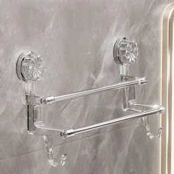 Handtuchhalter mit Saugnapf – Badezimmer-Organizer mit Doppelstange