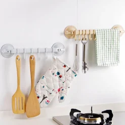 Handtuchhalter mit verstellbarem Haken und doppelter Saugnapfhalterung