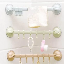 Handtuchhalter mit verstellbarem Haken und doppelter Saugnapfhalterung
