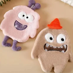 Handtuchset mit Cartoon-Tiermotiv – Korallensamt, 4 Farben