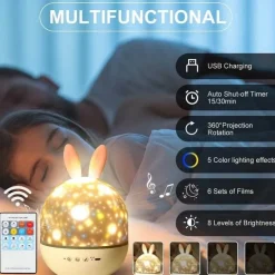 Hasenprojektor-Nachtlicht - LED-Sternenuniversumlampe