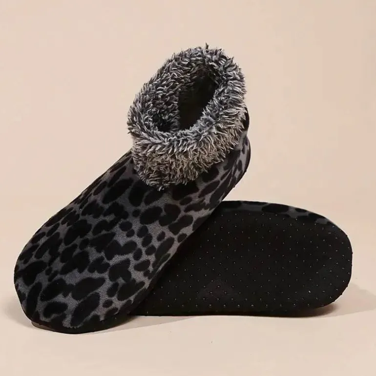 Hausschuhe für Damen mit Leopardenmuster – gemütliche Hausschuhe mit Tiermuster