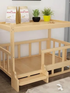 Haustierbett aus Holz – Abnehmbares Tischbett für pelzige Freunde