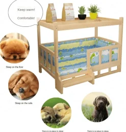 Haustierbett aus Holz – Abnehmbares Tischbett für pelzige Freunde