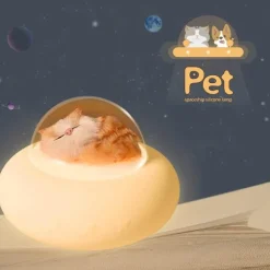 Haustier-Raumschiff-Nachtlicht – Niedliche Silikonlampe für Haustiere