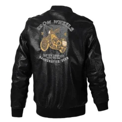 Herren-Bikerjacke aus Kunstleder – klassischer Motorrad-Stil