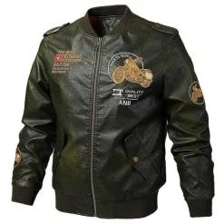 Herren-Bikerjacke aus Kunstleder – klassischer Motorrad-Stil