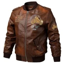 Herren-Bikerjacke aus Kunstleder – klassischer Motorrad-Stil