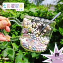 Herzförmiger doppelwandiger Glasbecher – 190 ml, mehrfarbiger Becher