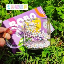 Herzförmiger doppelwandiger Glasbecher – 190 ml, mehrfarbiger Becher