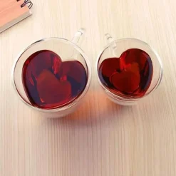 Herzförmiges Kaffeebecher-Set aus Glas, perfekt für Tee, Saft und Wasser
