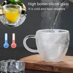 Herzförmiges Kaffeebecher-Set aus Glas, perfekt für Tee, Saft und Wasser