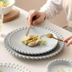 Herzförmiges Perlen-Essteller-Set – Elegantes Porzellangeschirr