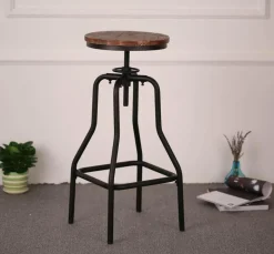 Höhenverstellbarer drehbarer Barhocker - Natürliches Kiefernholzdesign