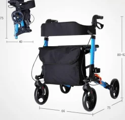 Höhenverstellbarer, faltbarer Gehwagen – Tragbare Mobilitätshilfe für Senioren